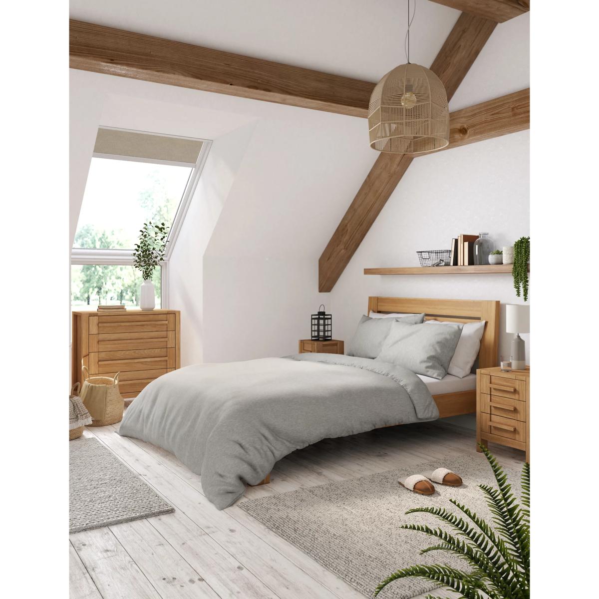 M&S Jersey Bedding Set - 6FT - Mid Blue, Mid Blue,Grey Marl,Natural – image 5