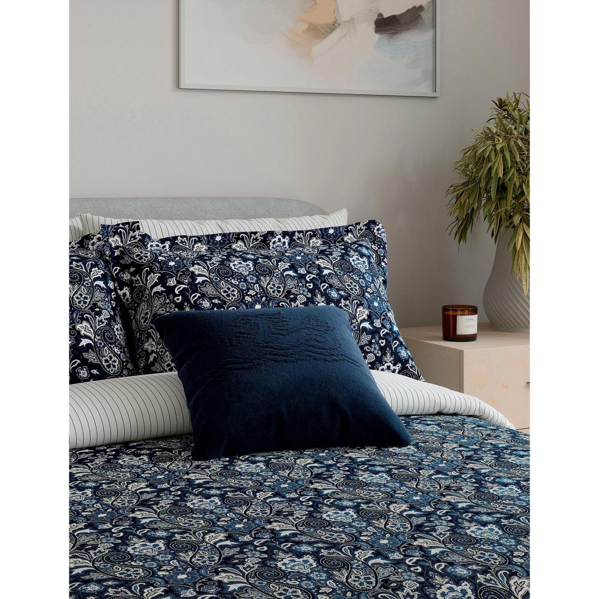 Bedeck Of Belfast Cotton Percale Yara Bedding Set - 6FT - Navy, Navy – image 3