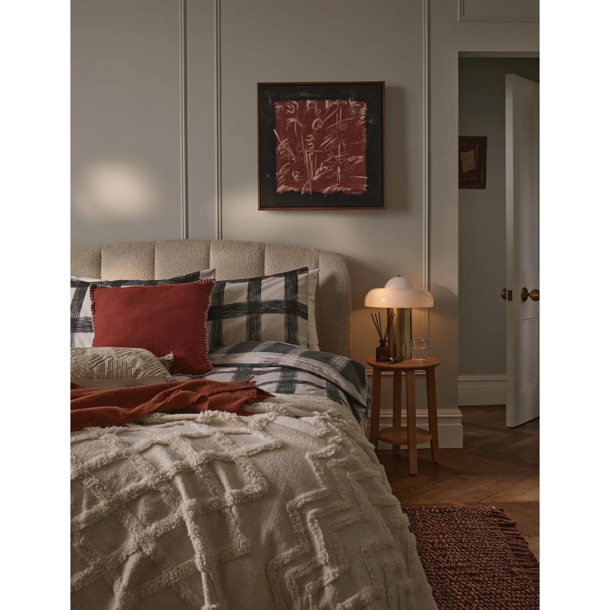 M&S Pure Brushed Cotton Check Bedding Set - 6FT - Charcoal Mix, Charcoal Mix – image 4