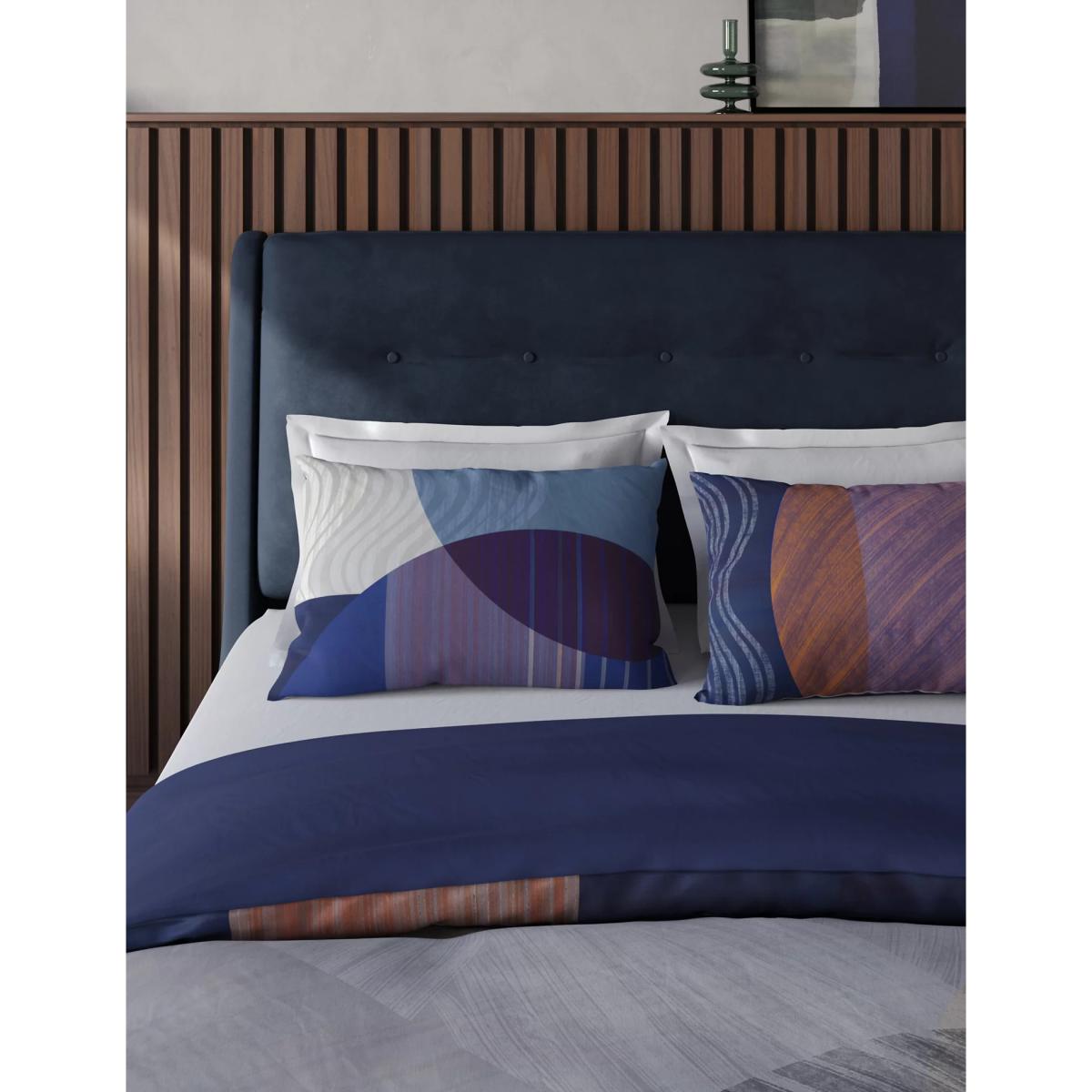 M&S Pure Cotton Abstract Bedding Set - 6FT - Navy Mix, Navy Mix – image 2