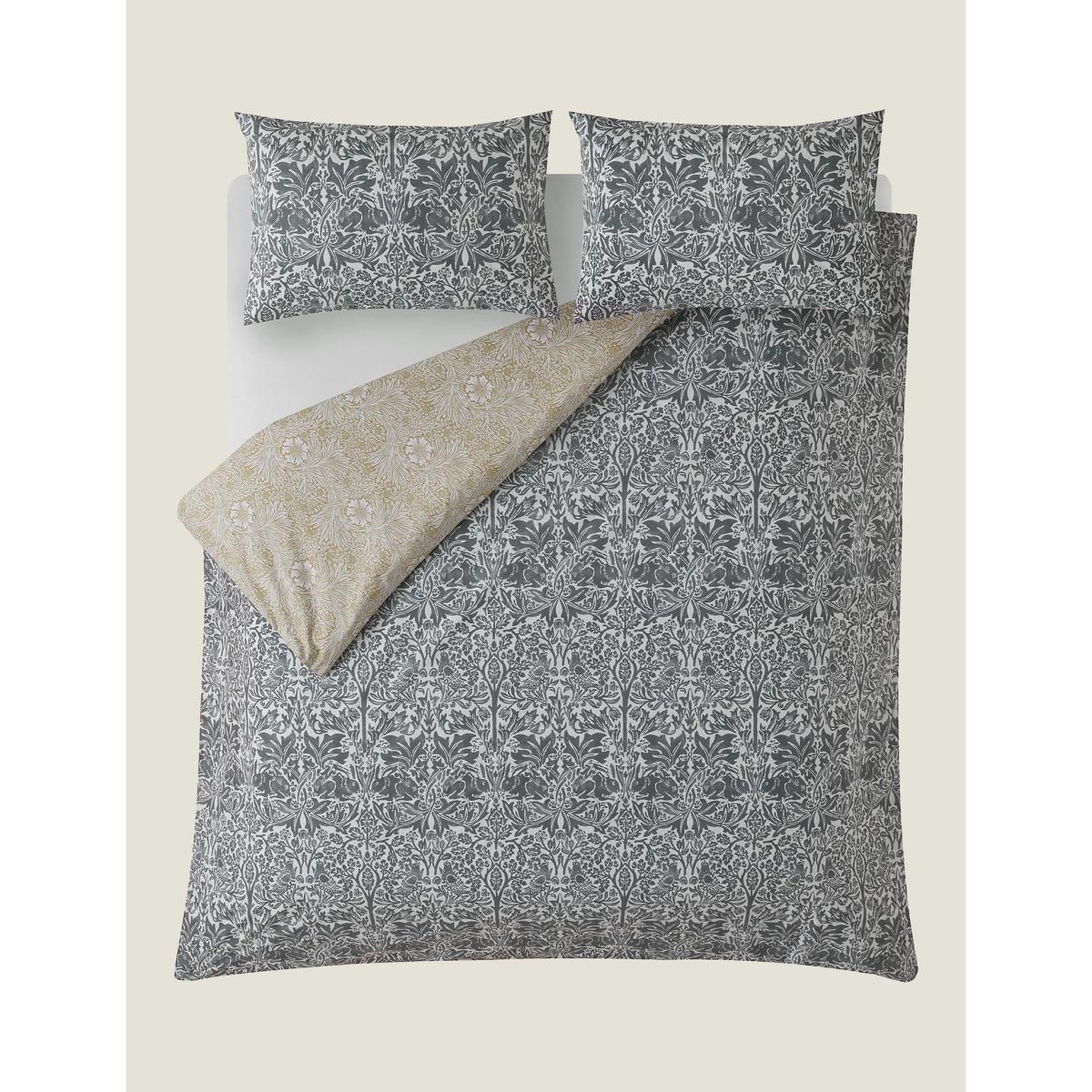 William Morris At Home Pure Cotton Brother Rabbit Bedding Set - 6FT - Charcoal, Charcoal – image 2