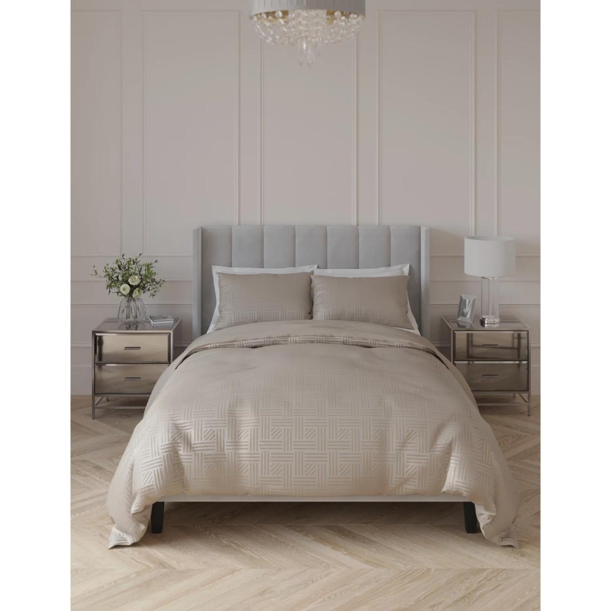 M&S Pure Cotton Jacquard Bedding Set - 6FT - Natural, Natural – image 3