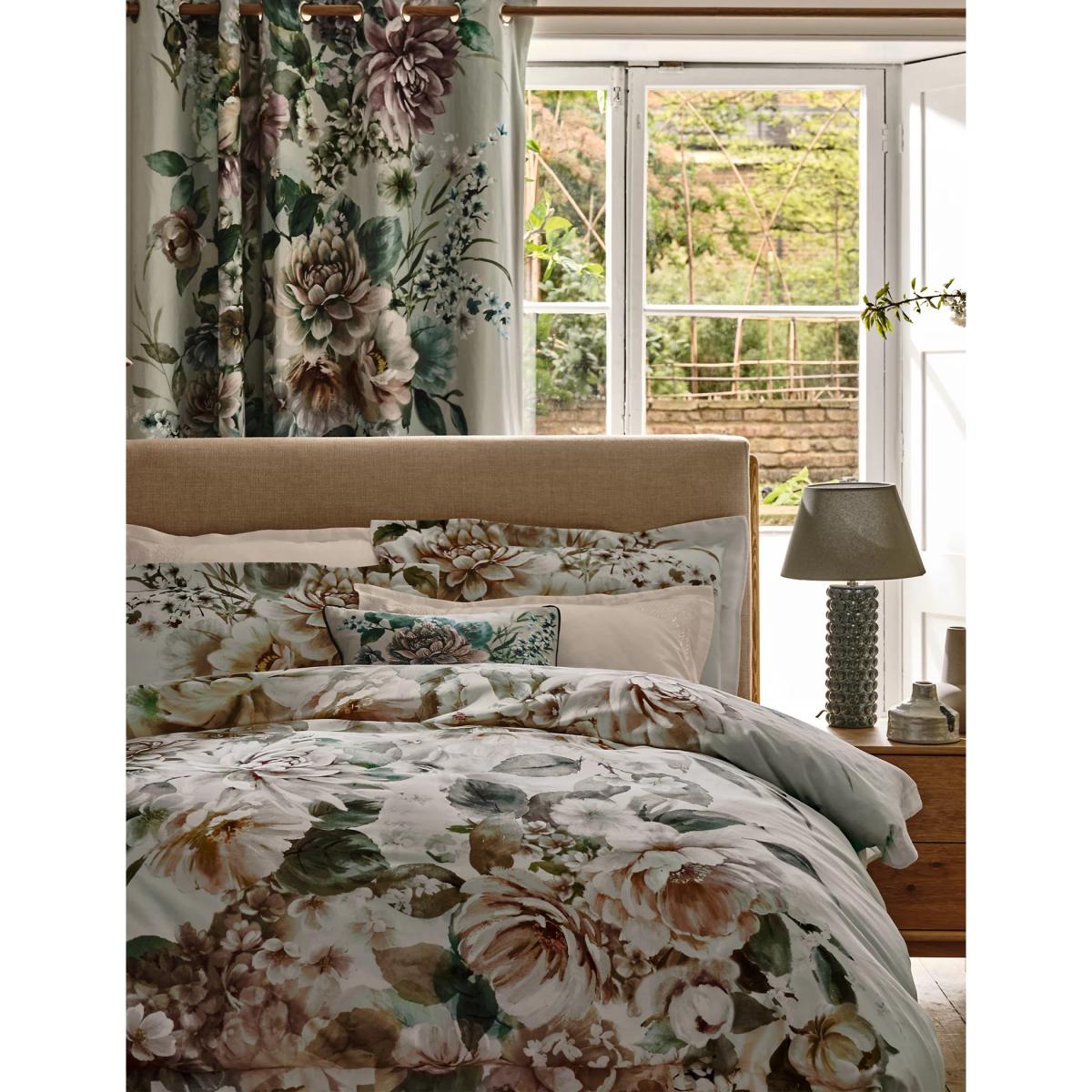 M&S Blossom Floral Sateen Bedding Set - 6FT - Natural, Natural,Duck Egg – image 3
