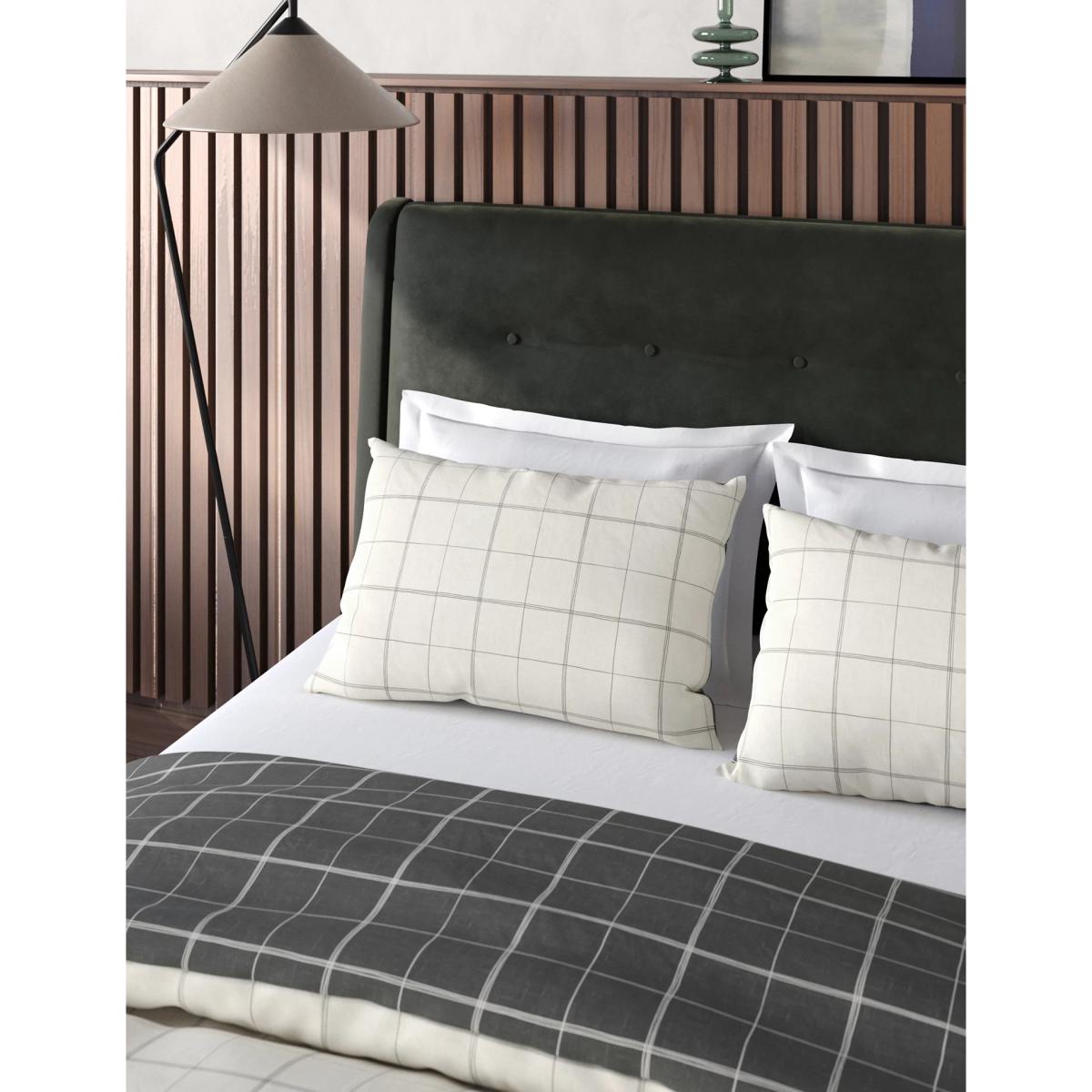 M&S Cotton Blend Checked Bedding Set - 6FT - Charcoal Mix, Charcoal Mix – image 3