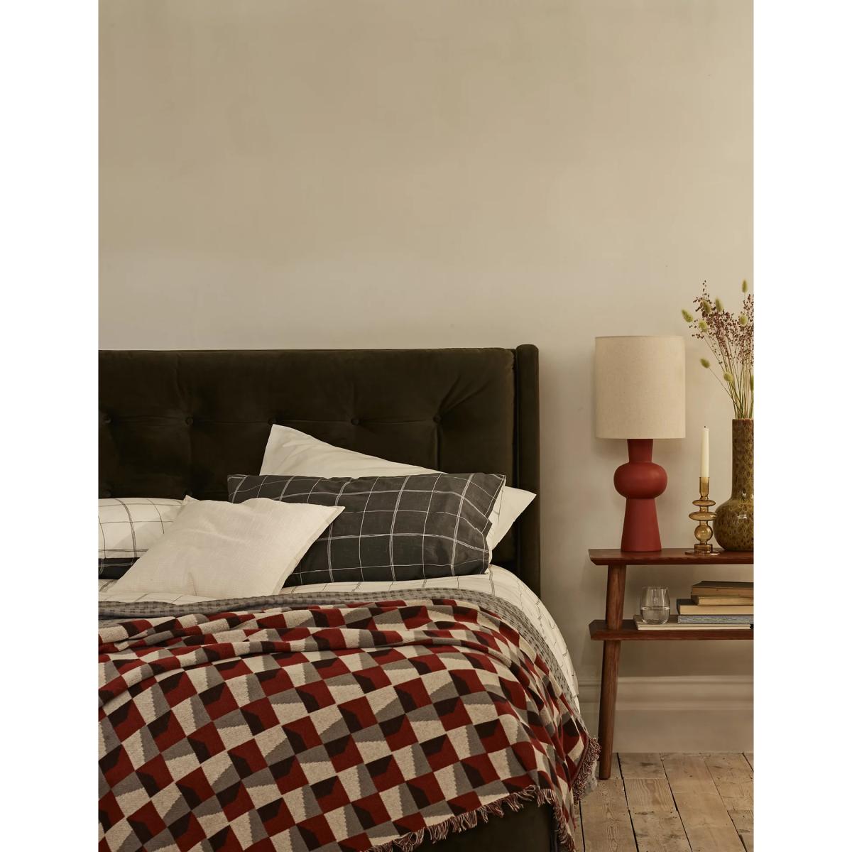 M&S Cotton Blend Checked Bedding Set - 6FT - Charcoal Mix, Charcoal Mix – image 6