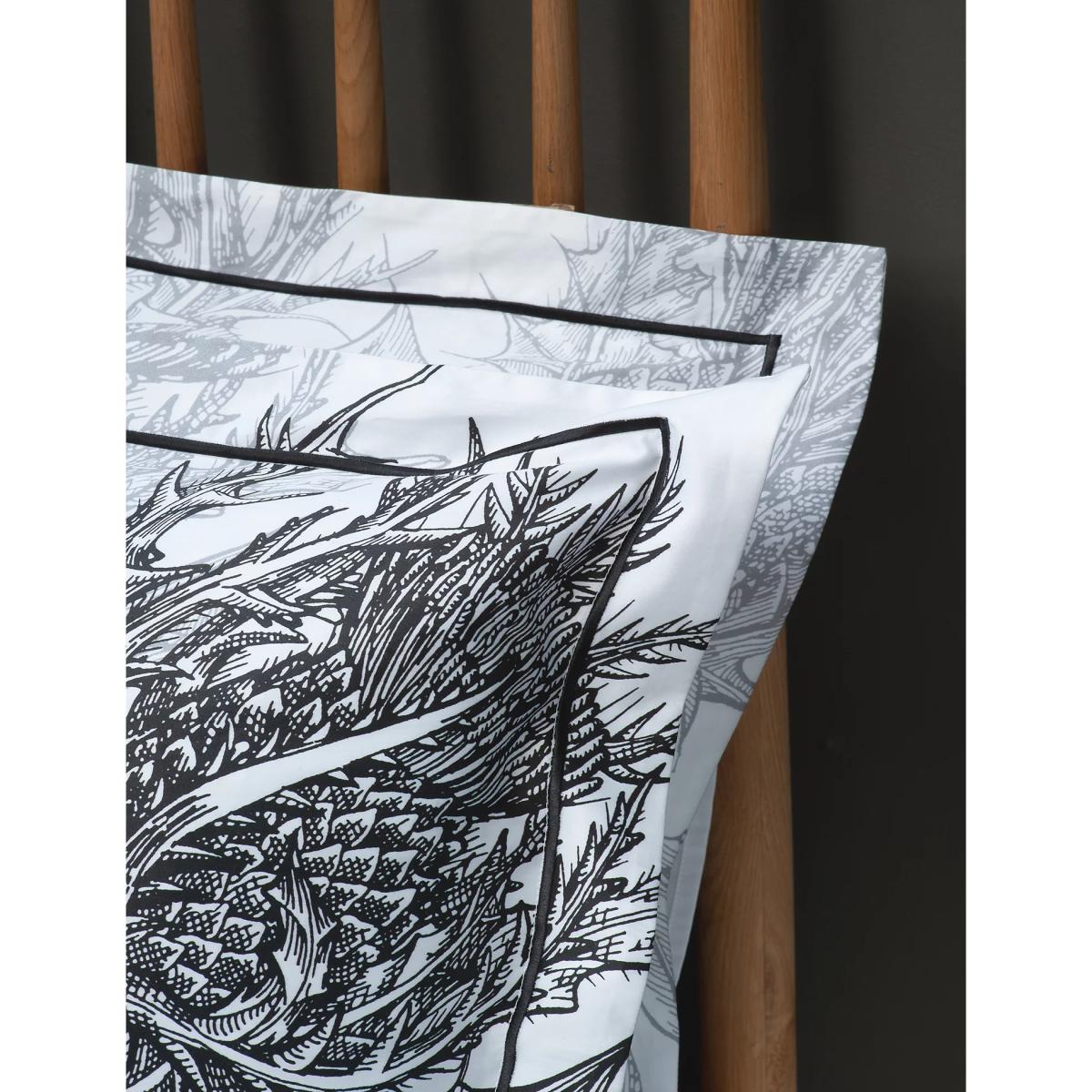 Timorous Beasties Pure Cotton Sateen Thistle Bedding Set - 6FT - Azure Blue, Azure Blue – image 2