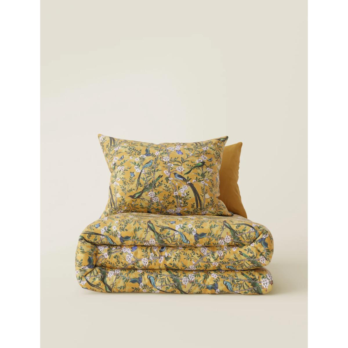 M&S Sateen Birds Bedding Set - 6FT - Ochre, Ochre – image 2