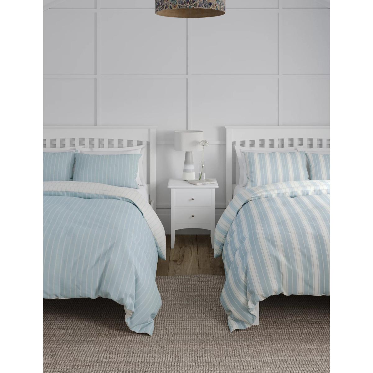 M&S 2pk Cotton Blend Striped Bedding Sets - 6FT - Blue Mix, Blue Mix – image 3