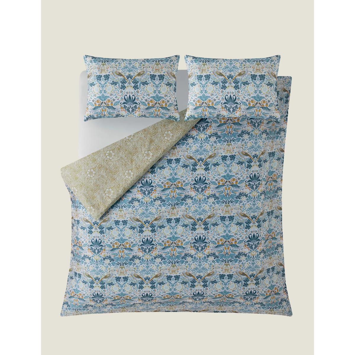 William Morris At Home Pure Cotton Strawberry Thief Bedding Set - 6FT - Ochre, Ochre – image 2