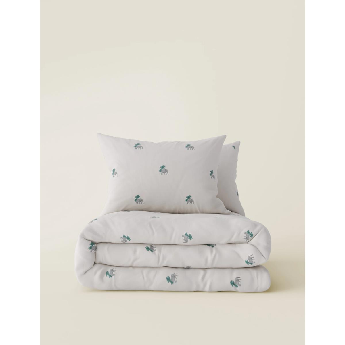 M&S Cotton Blend Jungle Bedding Set - 6FT - White Mix, White Mix – image 2