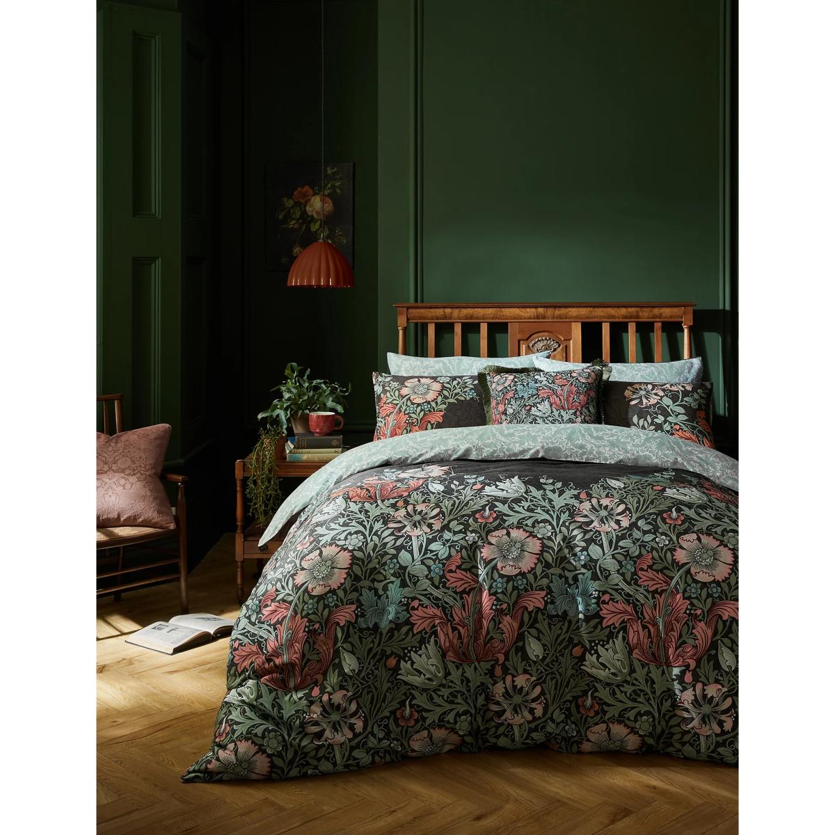 William Morris At Home Pure Cotton Sateen Compton Bedding Set - 6FT - Charcoal Mix, Charcoal Mix – image 3