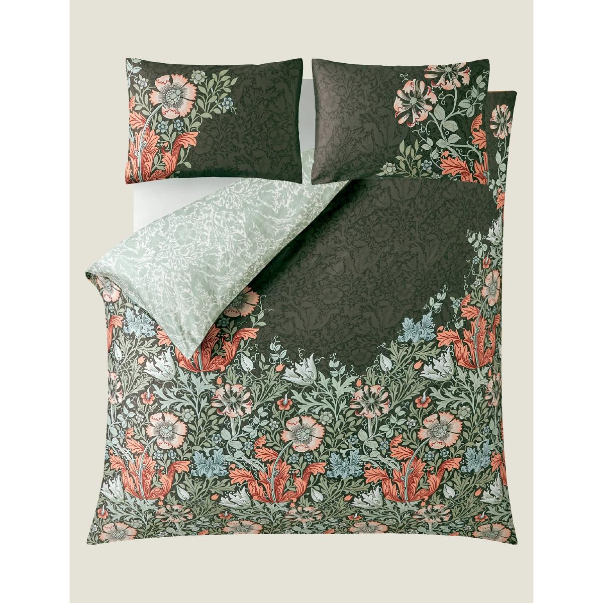William Morris At Home Pure Cotton Sateen Compton Bedding Set - 6FT - Charcoal Mix, Charcoal Mix – image 8