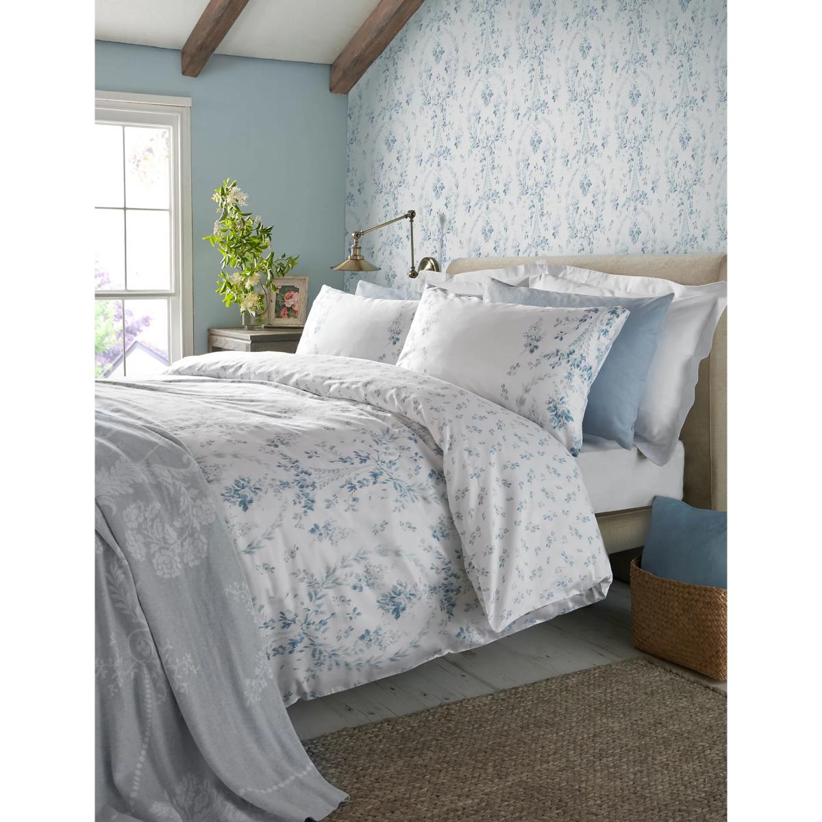 Laura Ashley Pure Cotton Sateen Marabeau Bedding Set - 6FT - Blue, Blue – image 3