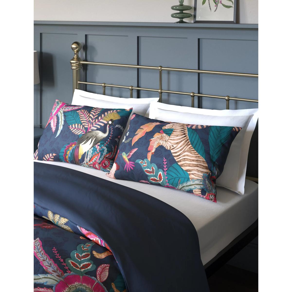 M&S Pure Cotton Sateen Ornate Animal Bedding Set - 6FT - Navy Mix, Navy Mix – image 2