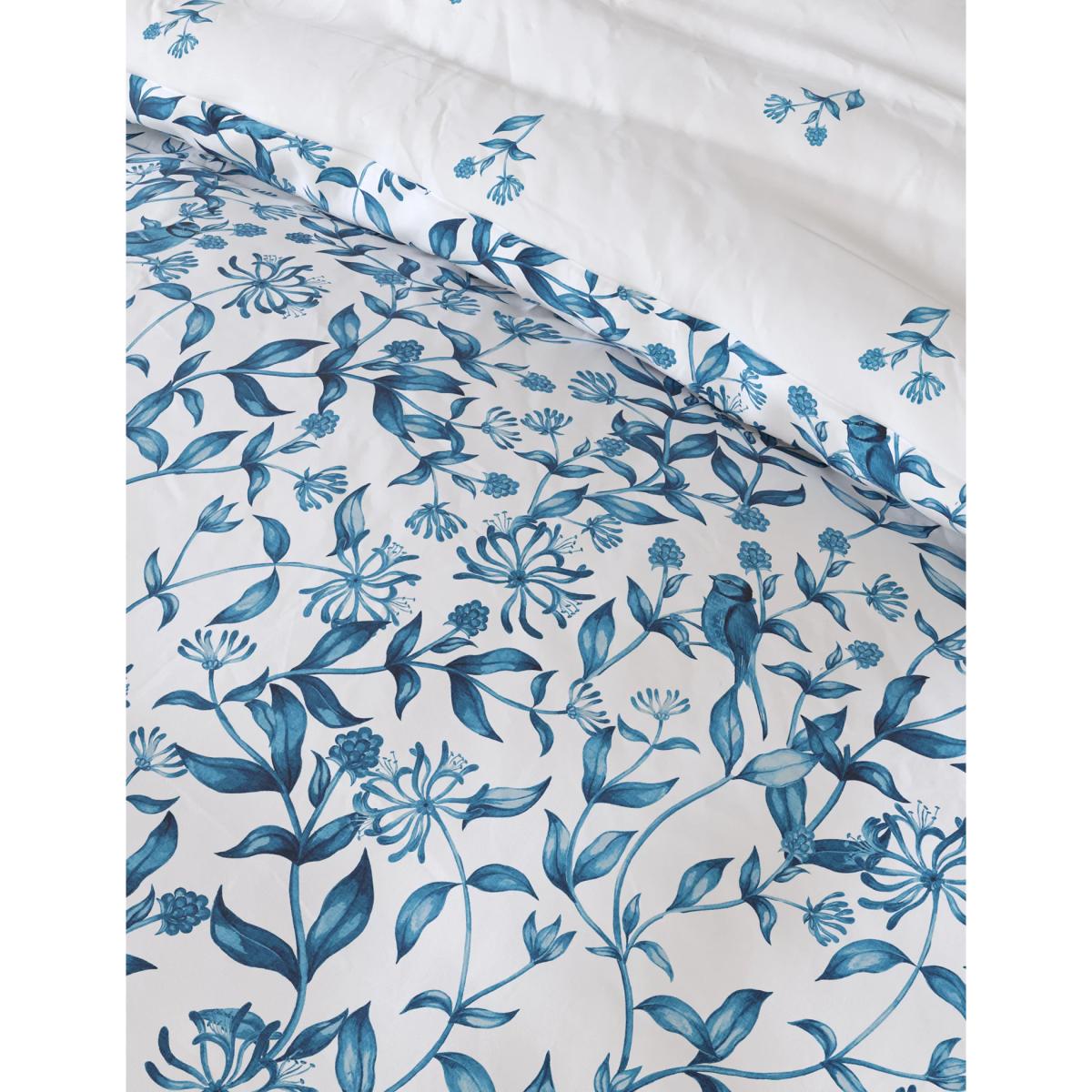 M&S Pure Cotton Trailing Leaf Bedding Set - 6FT - Blue Mix, Blue Mix – image 4