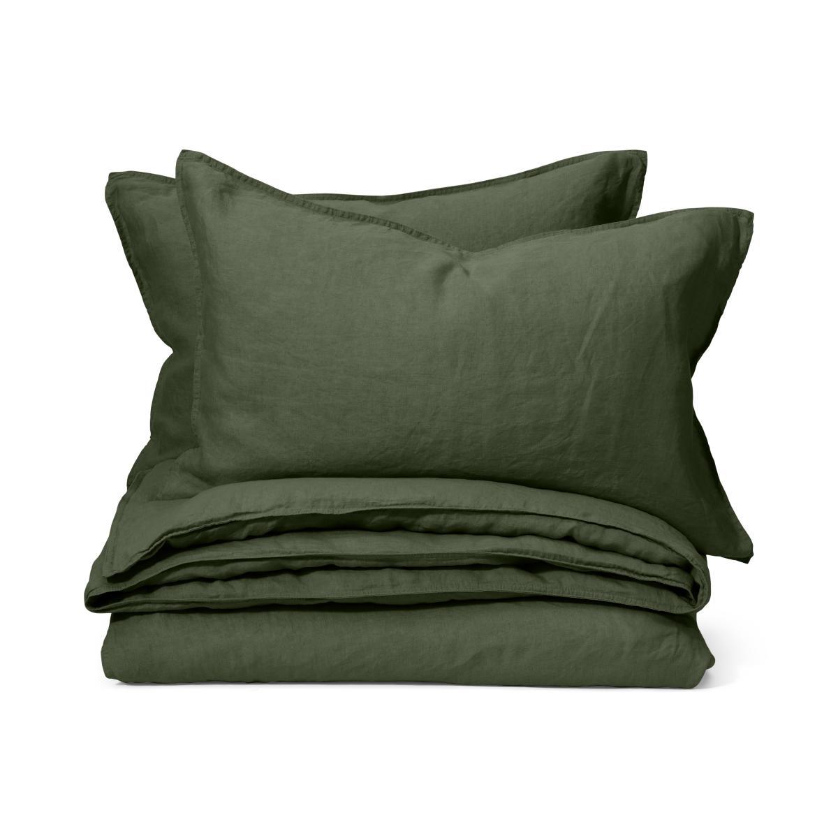 Brisa 100% Linen Duvet Cover + 2 Pillowcases Super King, Moss Green – image 2