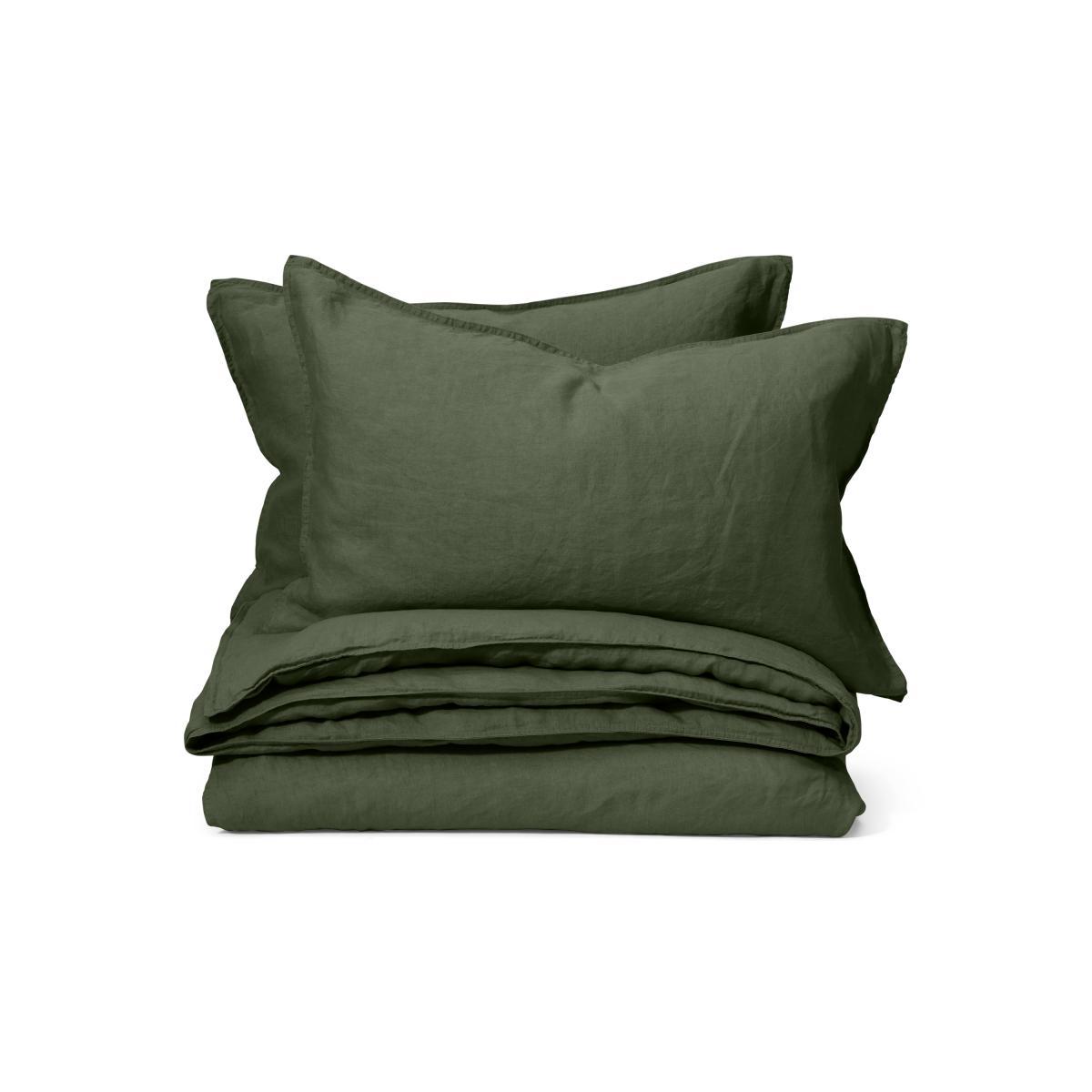 Brisa 100% Linen Duvet Cover + 2 Pillowcases Super King, Moss Green – image 3