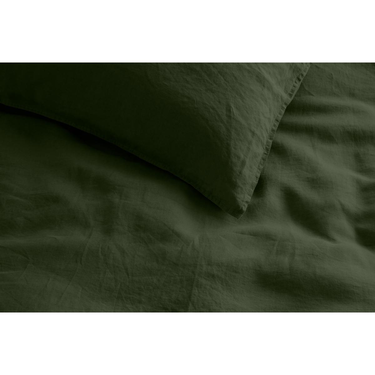 Brisa 100% Linen Duvet Cover + 2 Pillowcases Super King, Moss Green – image 6