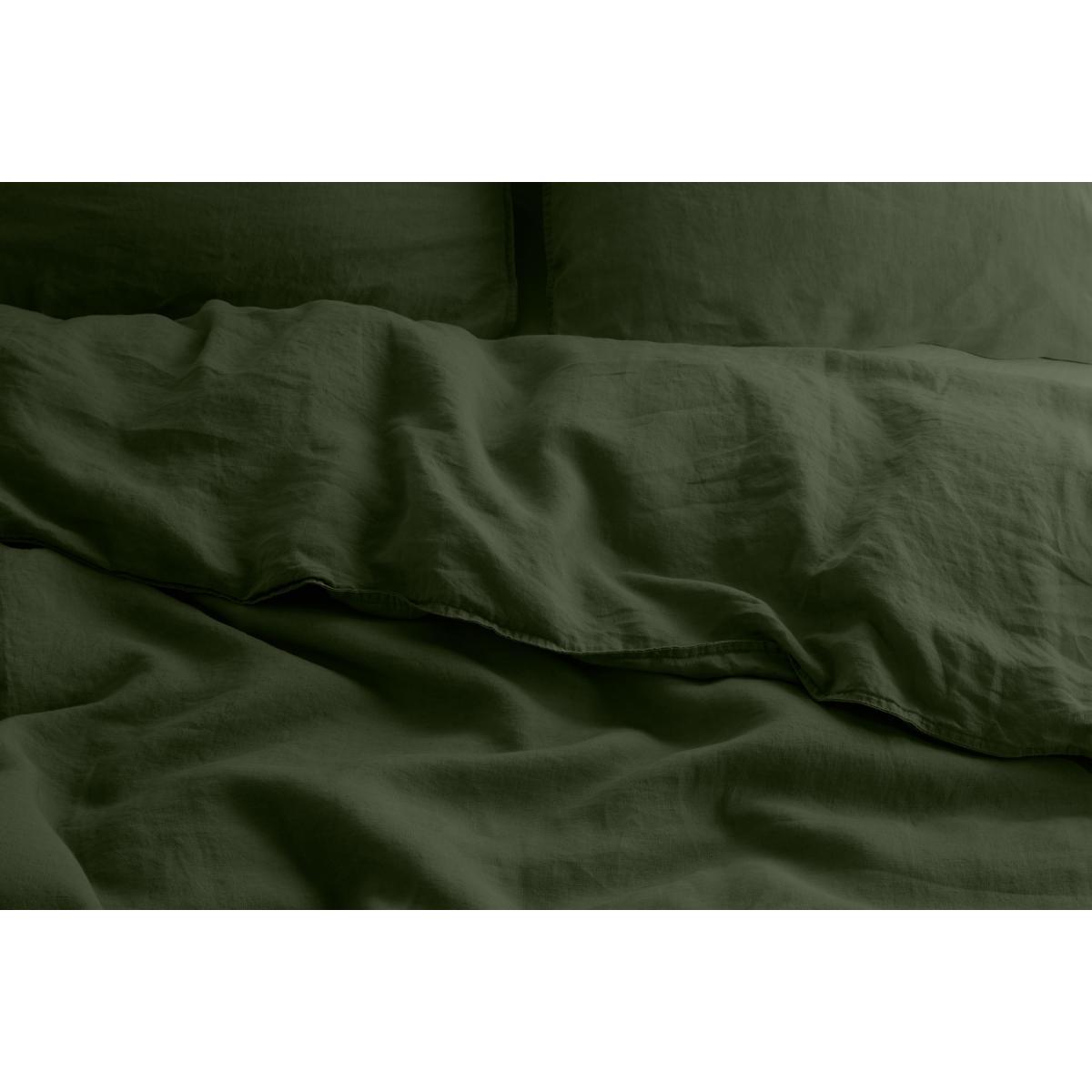 Brisa 100% Linen Duvet Cover + 2 Pillowcases Super King, Moss Green – image 7
