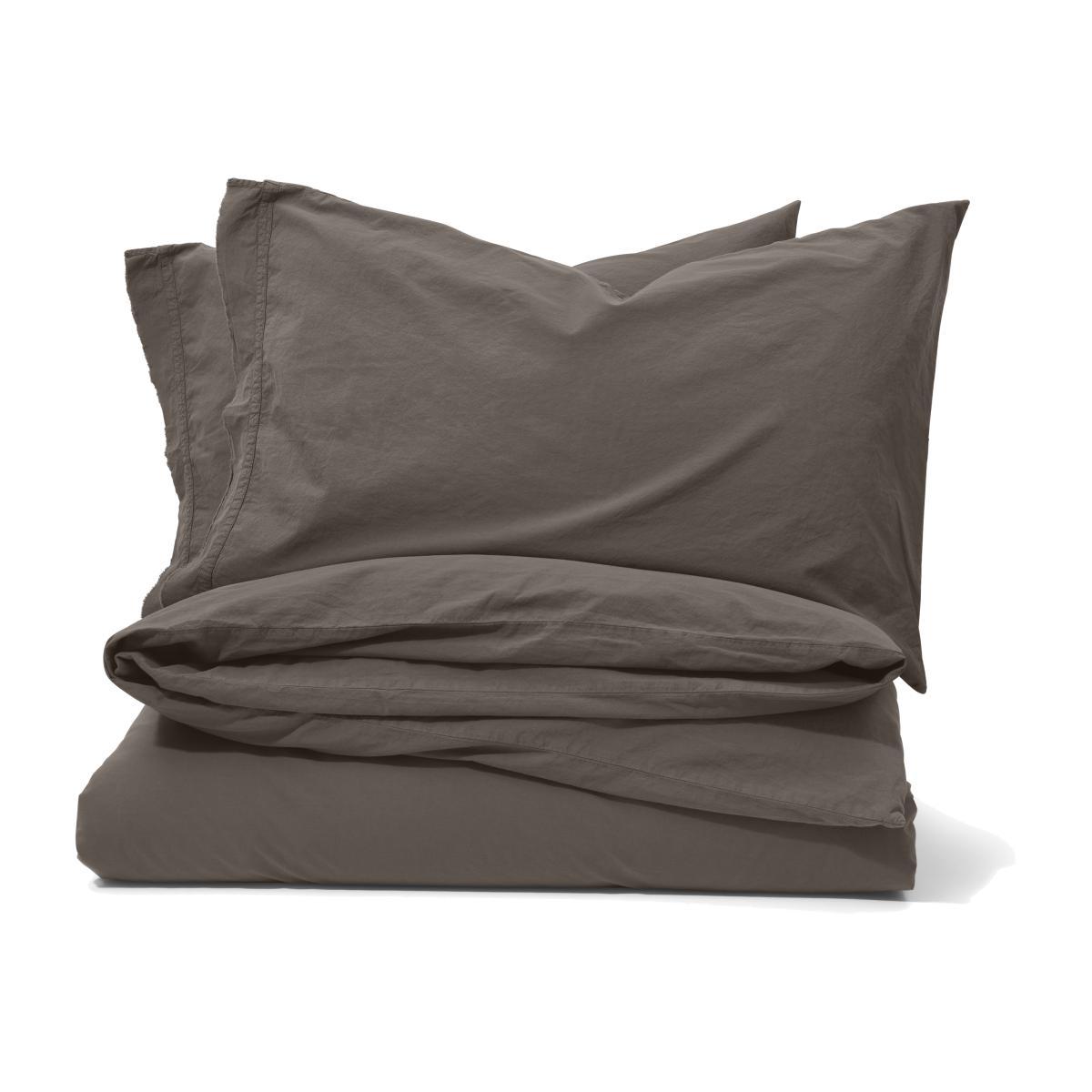 Zana 100% Organic Cotton Stonewashed Duvet Cover + 2 Pillowcases, Super King, Anthracite Grey – image 1