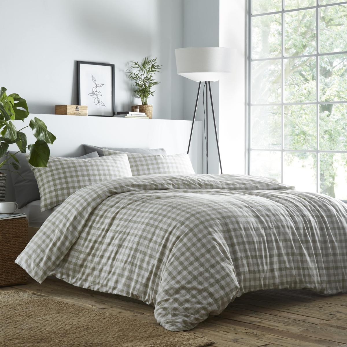 Gingham Grey Single Duvet Set - Grey / Superking – image 4