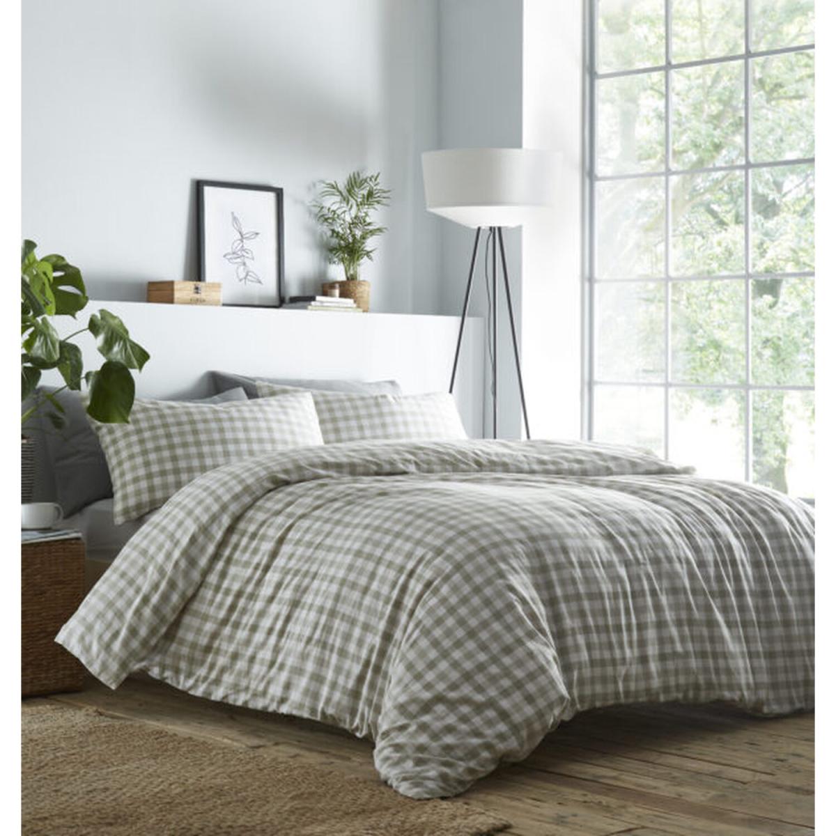 Gingham Grey Single Duvet Set - Grey / Superking – image 5