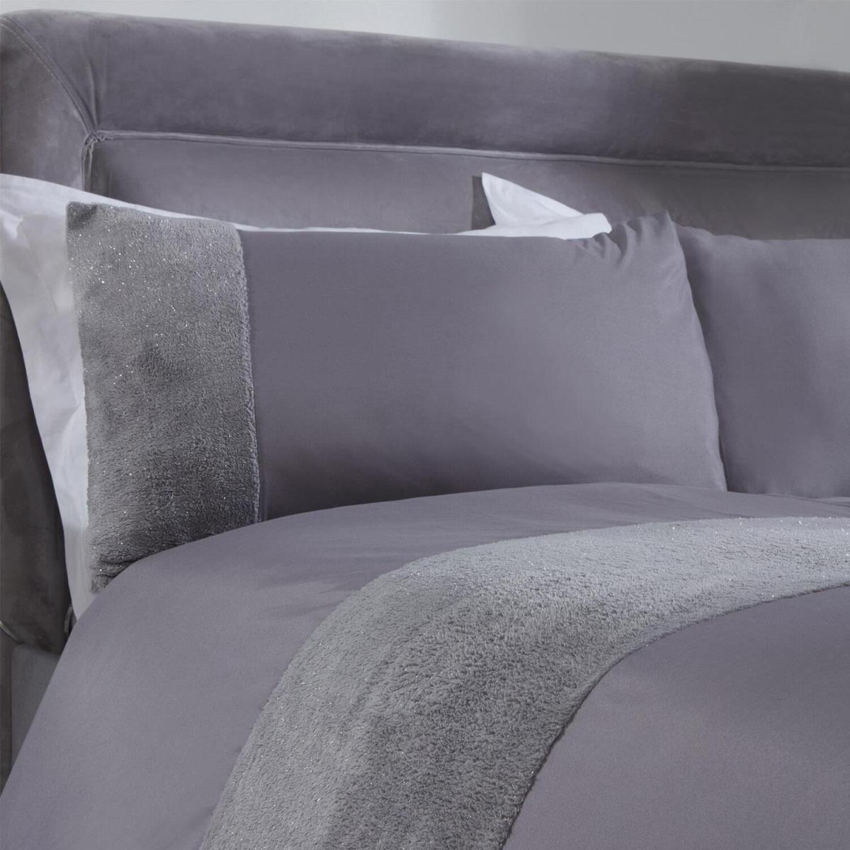 Sienna Teddy Sparkle Panel Duvet Cover Bedding Set - Silver / Super King – image 2
