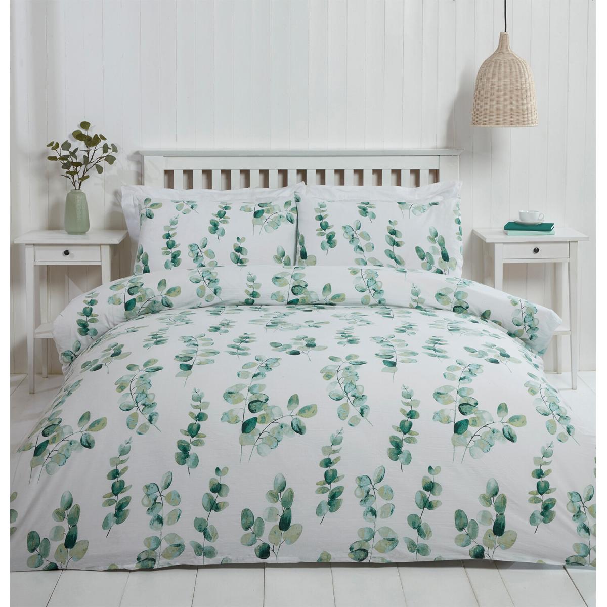 Eucalyptus Duvet Cover and Pillowcase Set - Green / Superking – image 2