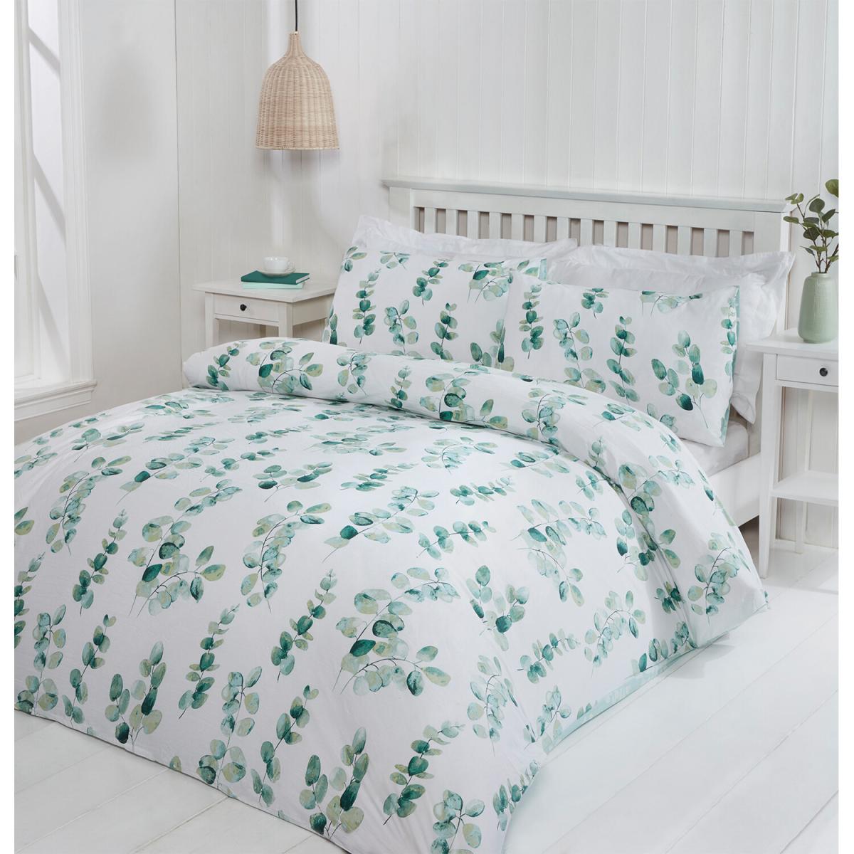 Eucalyptus Duvet Cover and Pillowcase Set - Green / Superking – image 3