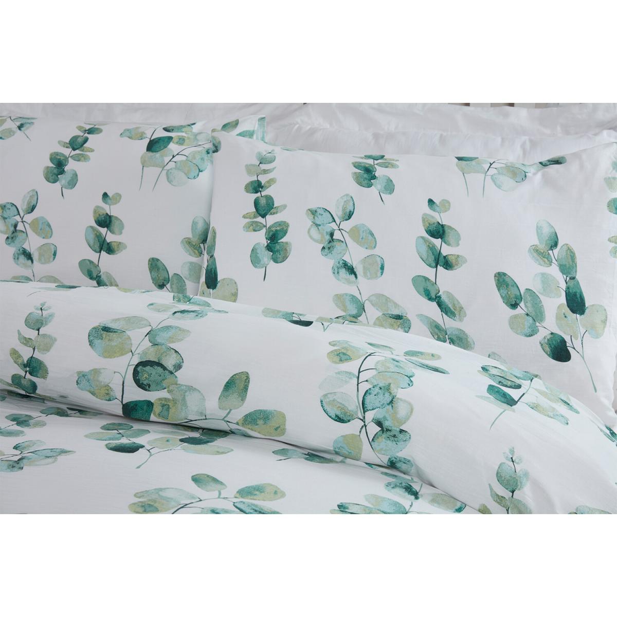 Eucalyptus Duvet Cover and Pillowcase Set - Green / Superking – image 4