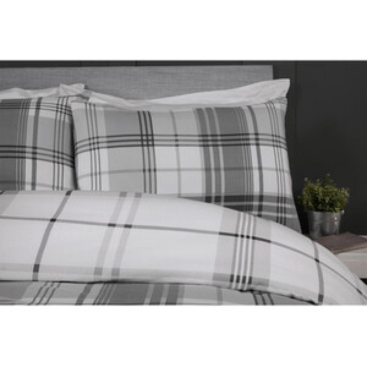 Hamilton Grey Check Duvet Cover and Pillowcase Set - Grey / Super King size – image 8