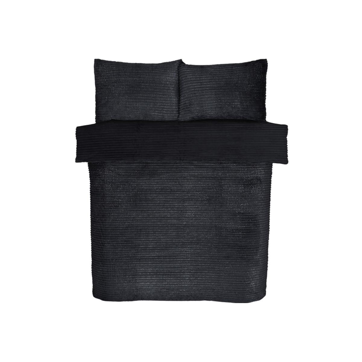 Sparkle Fleece Duvet Cover and Pillowcase Set - Black / Super King – image 1