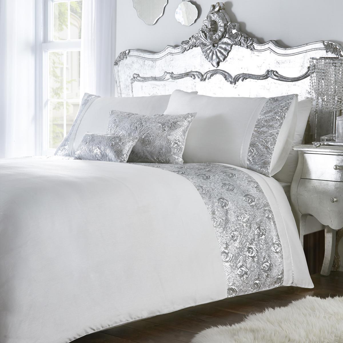 Krista Duvet Cover and Pillowcase Set - Silver / Super King – image 2
