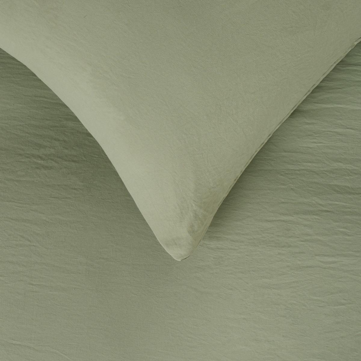 Brentfords Washed Linen Look Duvet Cover Set with Pillowcases - Sage Green / Super King – image 3