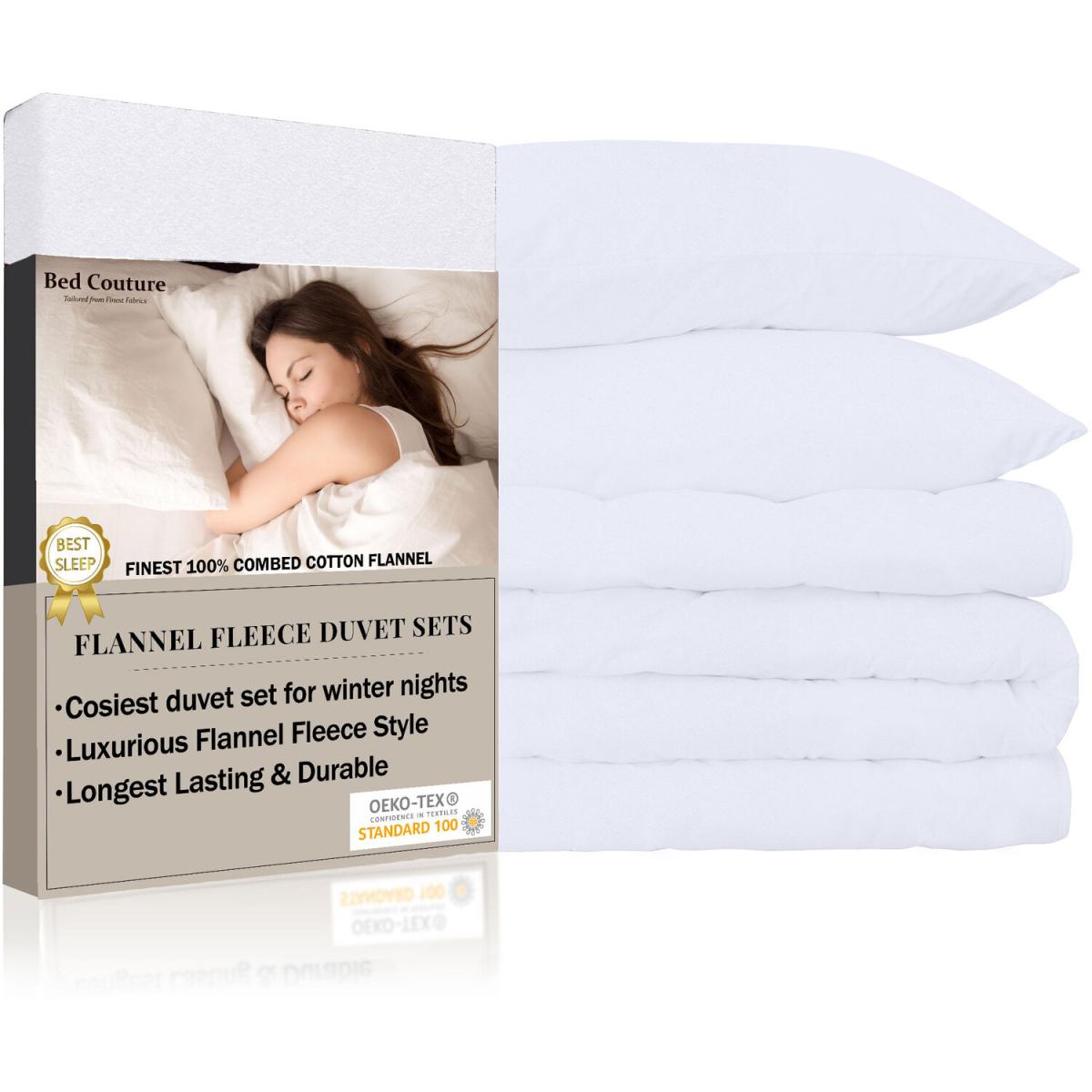 Bed Couture Flannel Duvet Set with Pillowcases 50x70cm - White / Superking / King – image 56