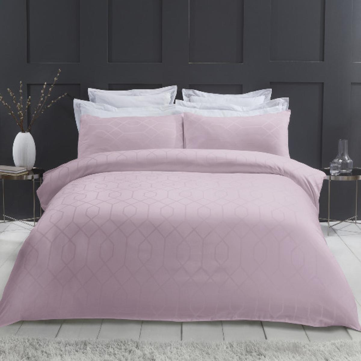 Imani Geometric 290 Thread Count Duvet Cover and Pillowcase Set - Mauve / Super King