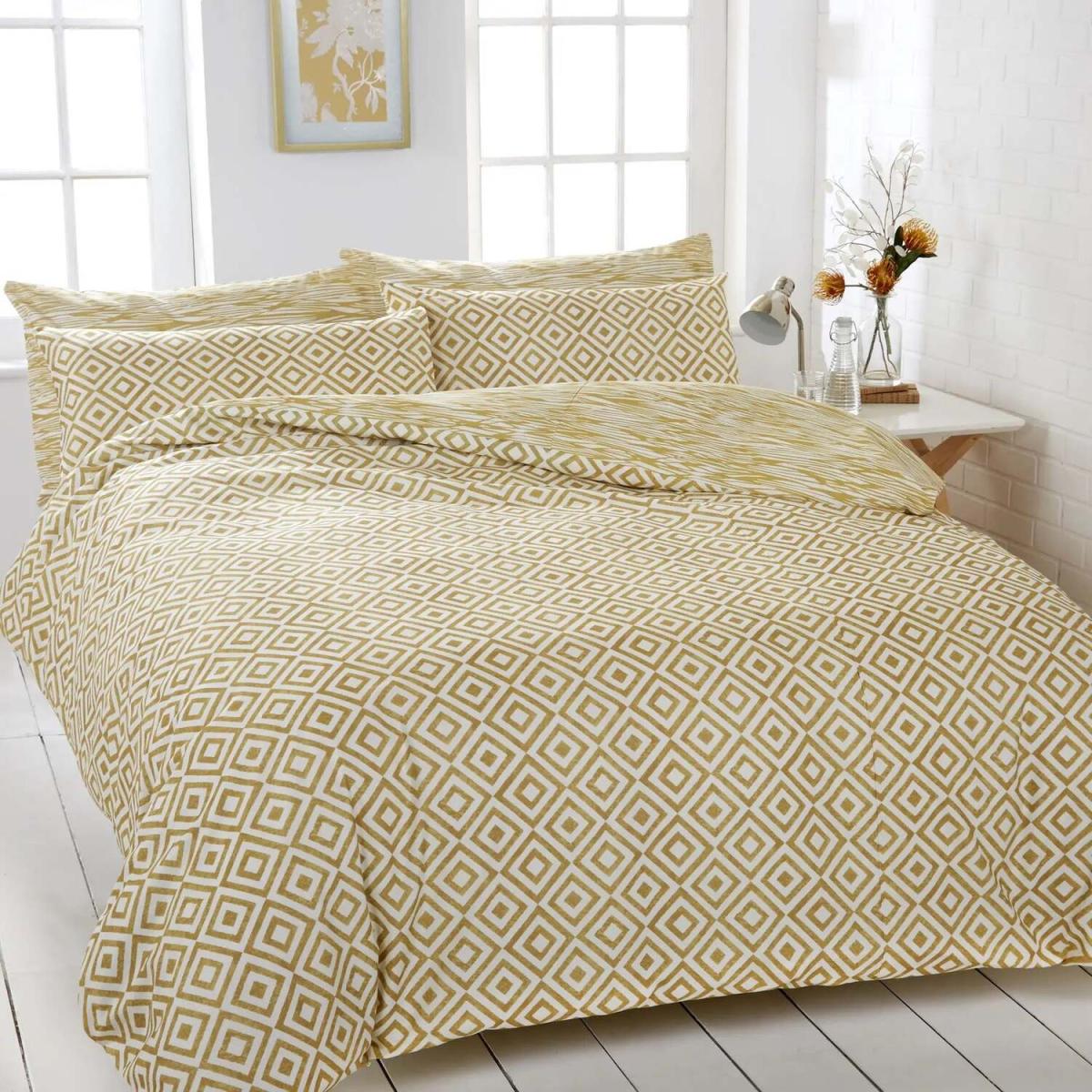 Teagan Duvet Cover Set - Gold / Superking