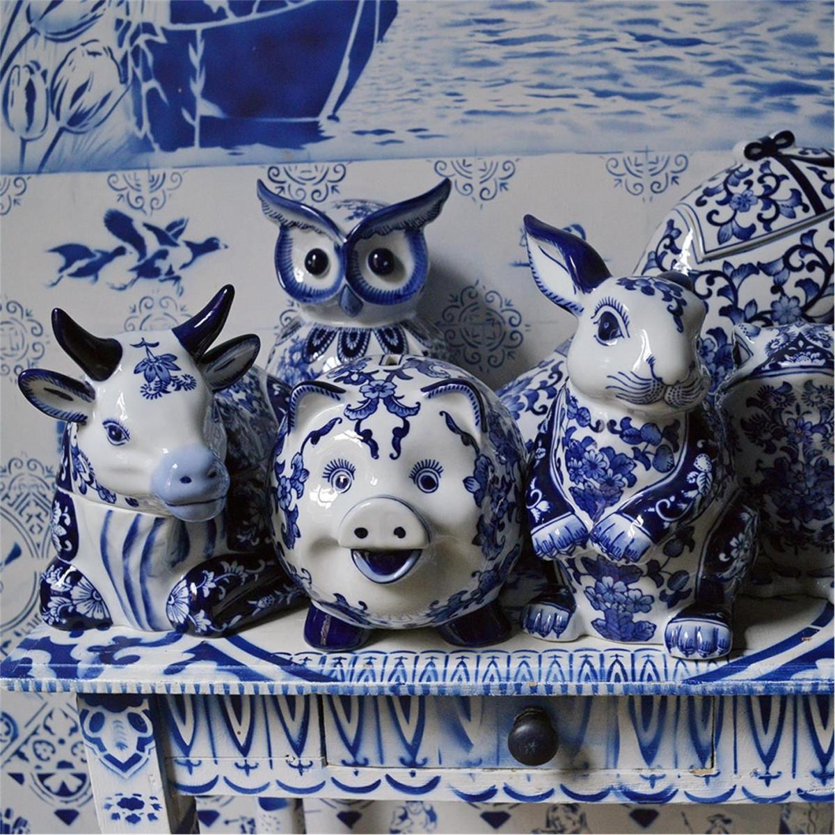 Porcelain Piggy Bank - Blue/White – image 2