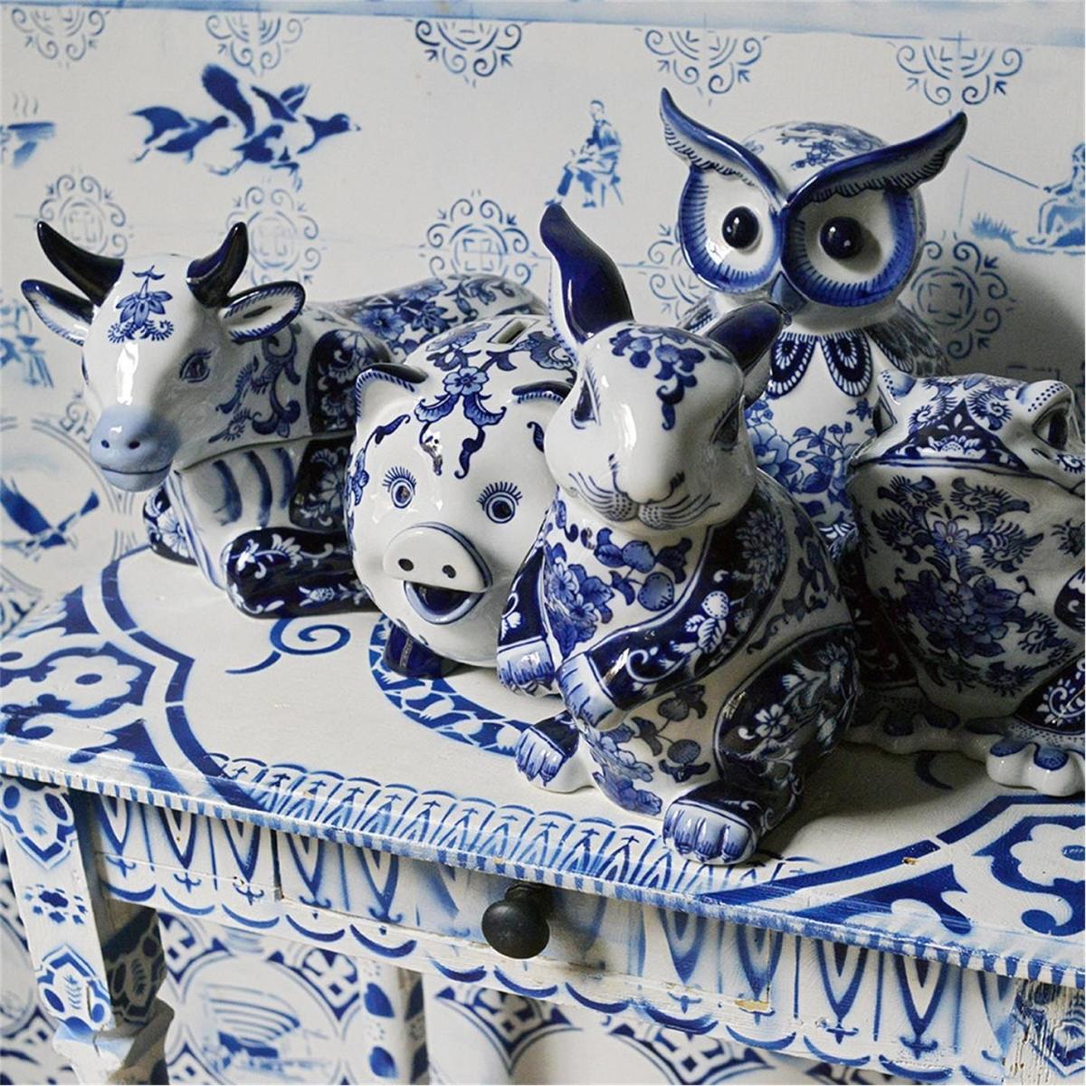 Porcelain Piggy Bank - Blue/White – image 3