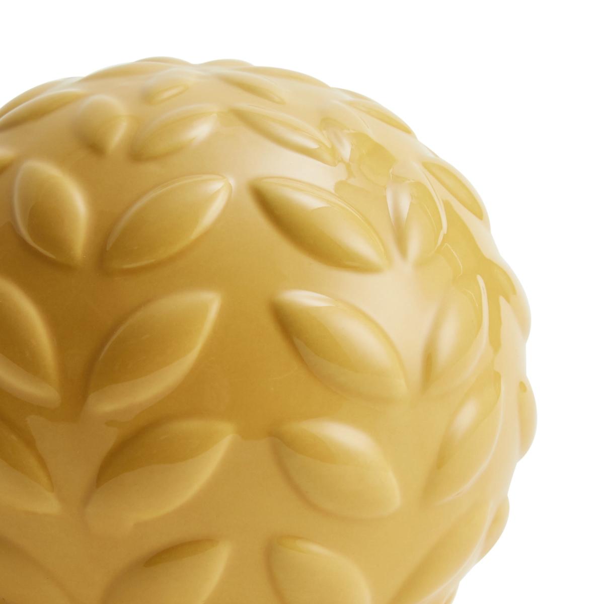 Ochre Leaf Pattern Ceramic Ball Yellow – image 2