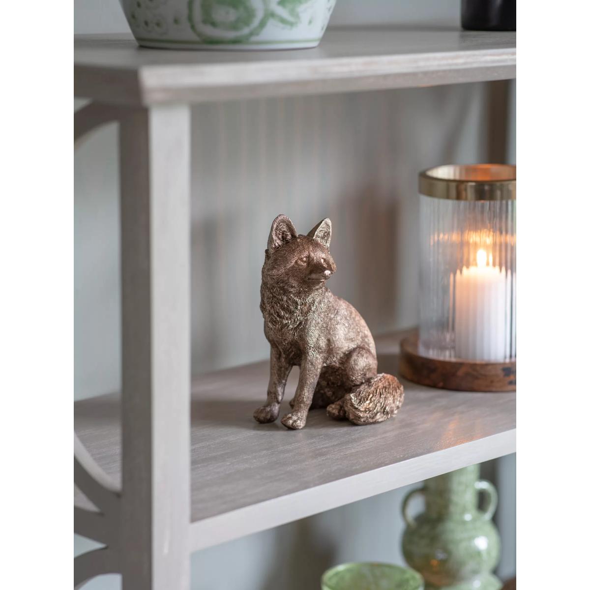 Laura Ashley Sitting Fox Sculpture, H11cm, Gold – image 2