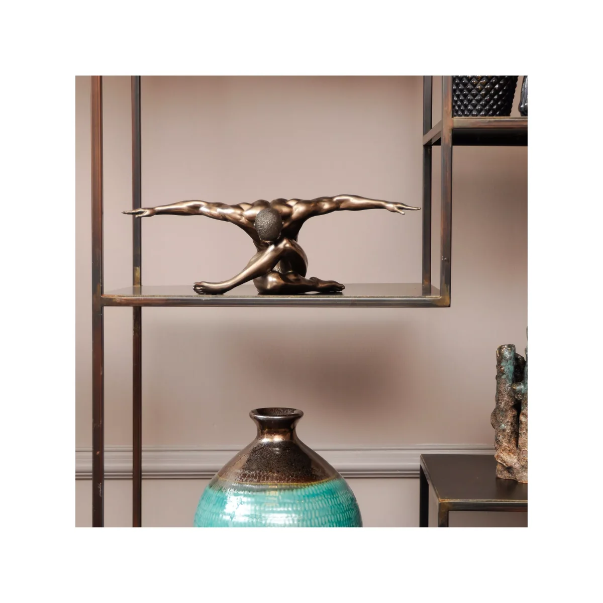 Libra Keswick Male Nude Arms Outstretched Oversized Sculpture, H44cm, Antique Bronze – image 2