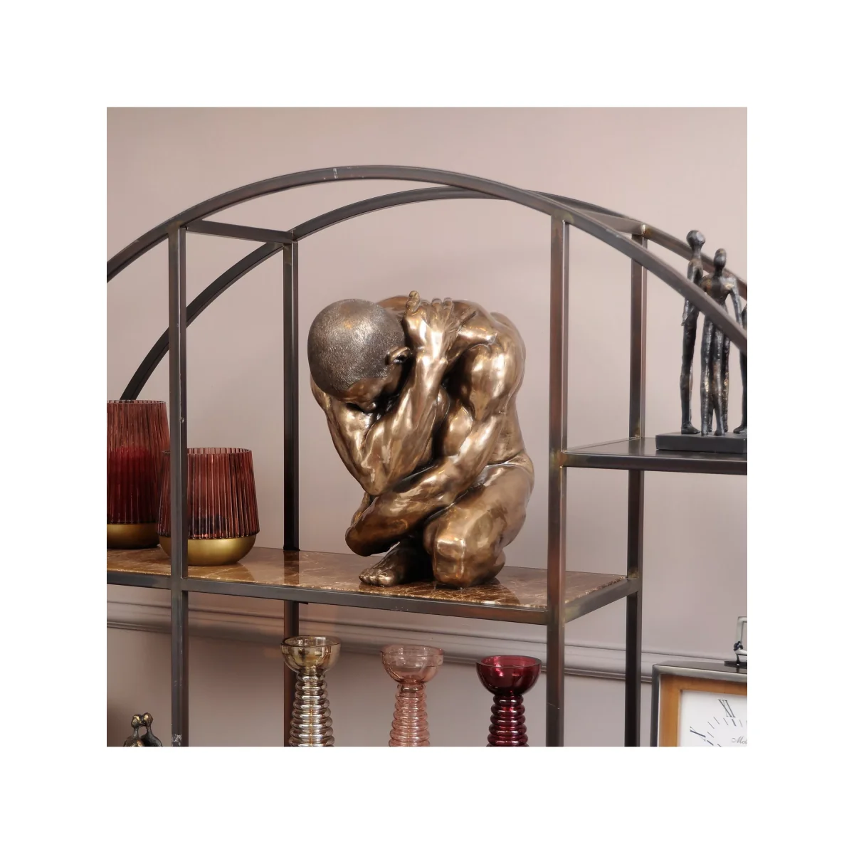 Libra Keswick Male Nude Curled Up Large Sculpture, H45cm, Antique Bronze – image 2