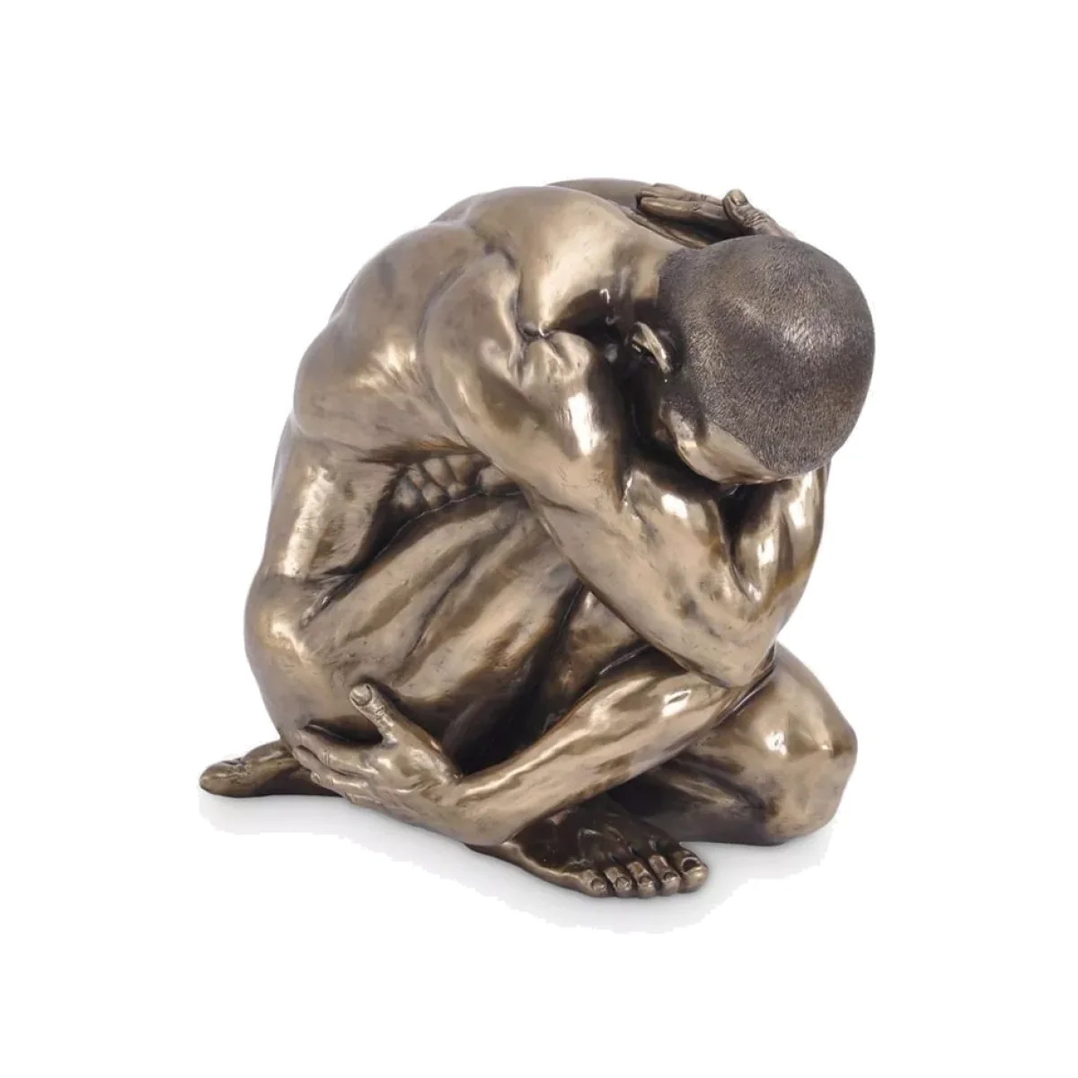 Libra Keswick Male Nude Curled Up Large Sculpture, H45cm, Antique Bronze – image 1