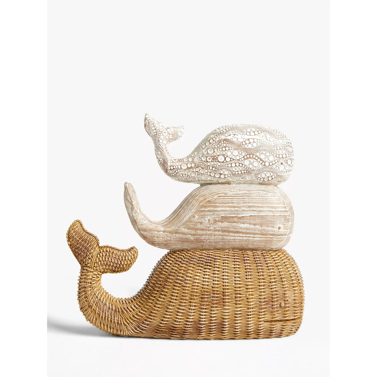 John Lewis & Partners Stacked Whales Sculpture, H29.5cm, Natural – image 2