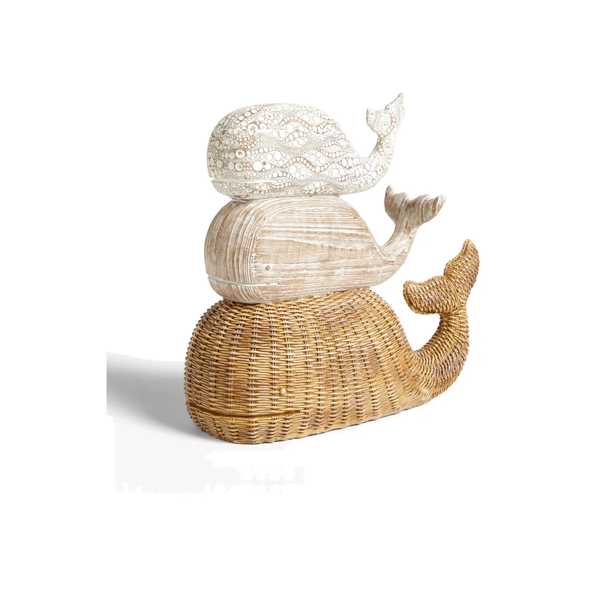 John Lewis & Partners Stacked Whales Sculpture, H29.5cm, Natural – image 1