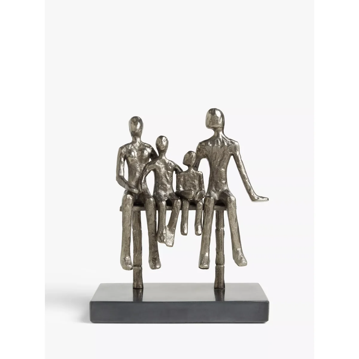 John Lewis & Partners Sitting Family of 4 Metal Sculpture & Marble Base, H26.5, Black Nickel – image 2