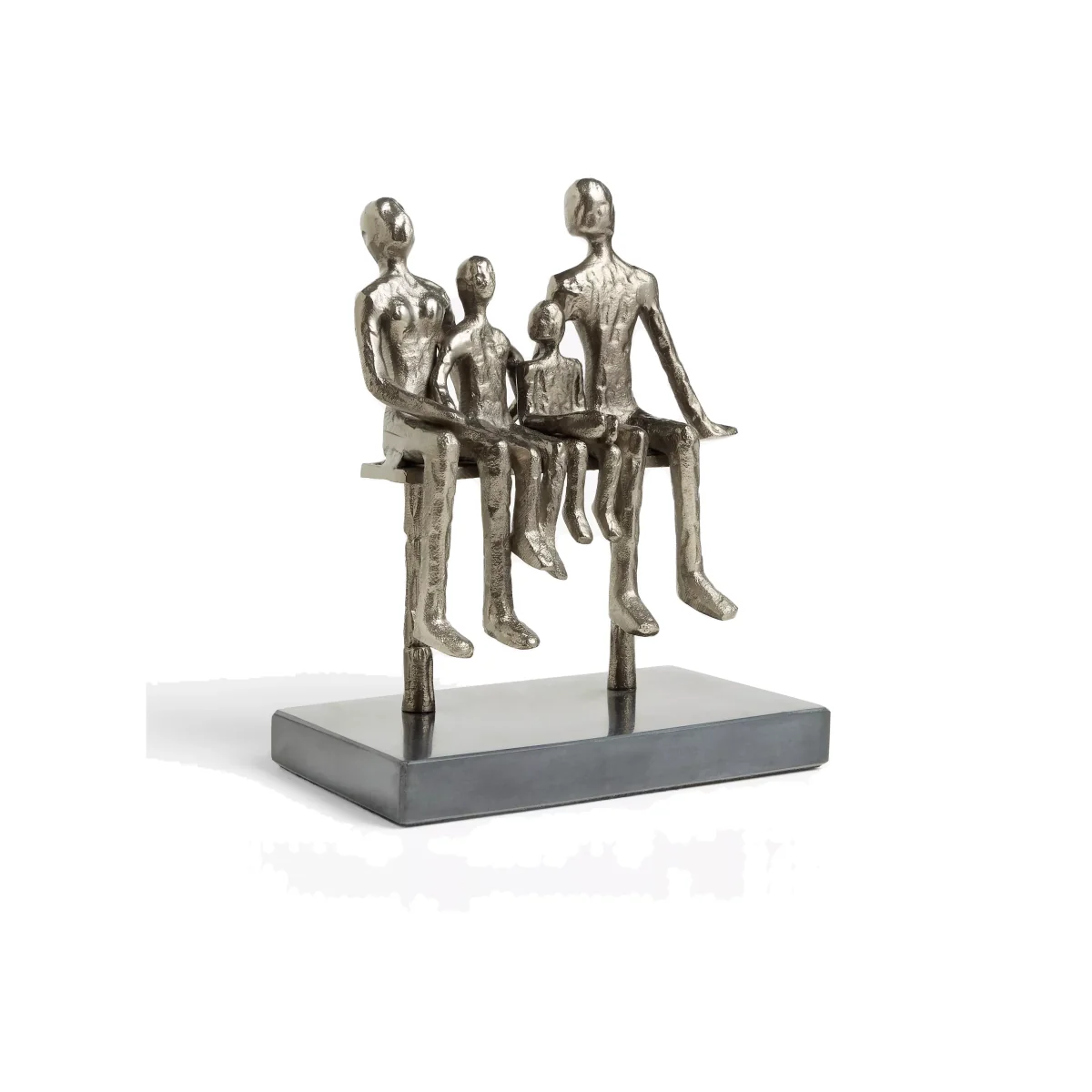John Lewis & Partners Sitting Family of 4 Metal Sculpture & Marble Base, H26.5, Black Nickel – image 1