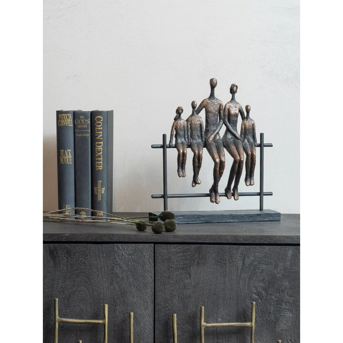 Libra Duxford Bench Family of 5 Sculpture, H31cm, Antique Bronze – image 2