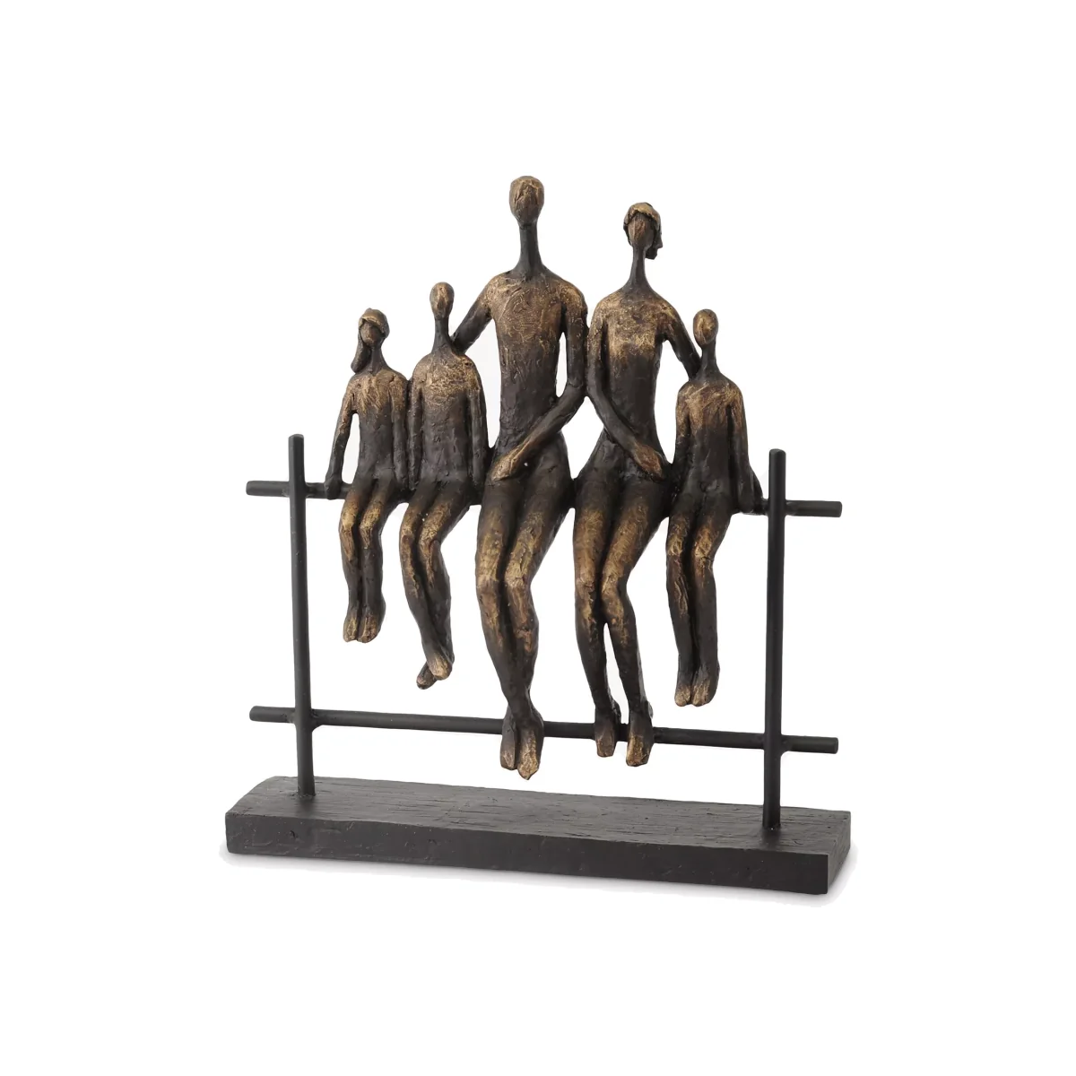 Libra Duxford Bench Family of 5 Sculpture, H31cm, Antique Bronze – image 1
